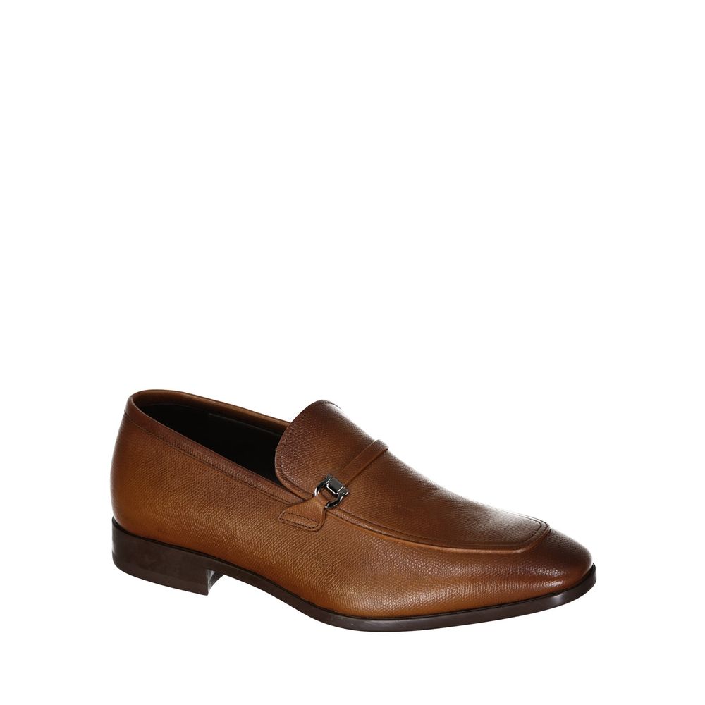Salvatore Ferragamo Brown Leather Slip-On Loafers