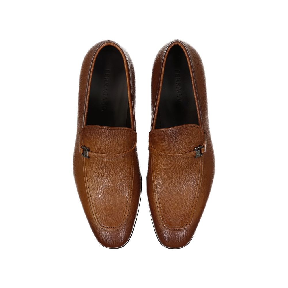 Salvatore Ferragamo Brown Leather Slip-On Loafers