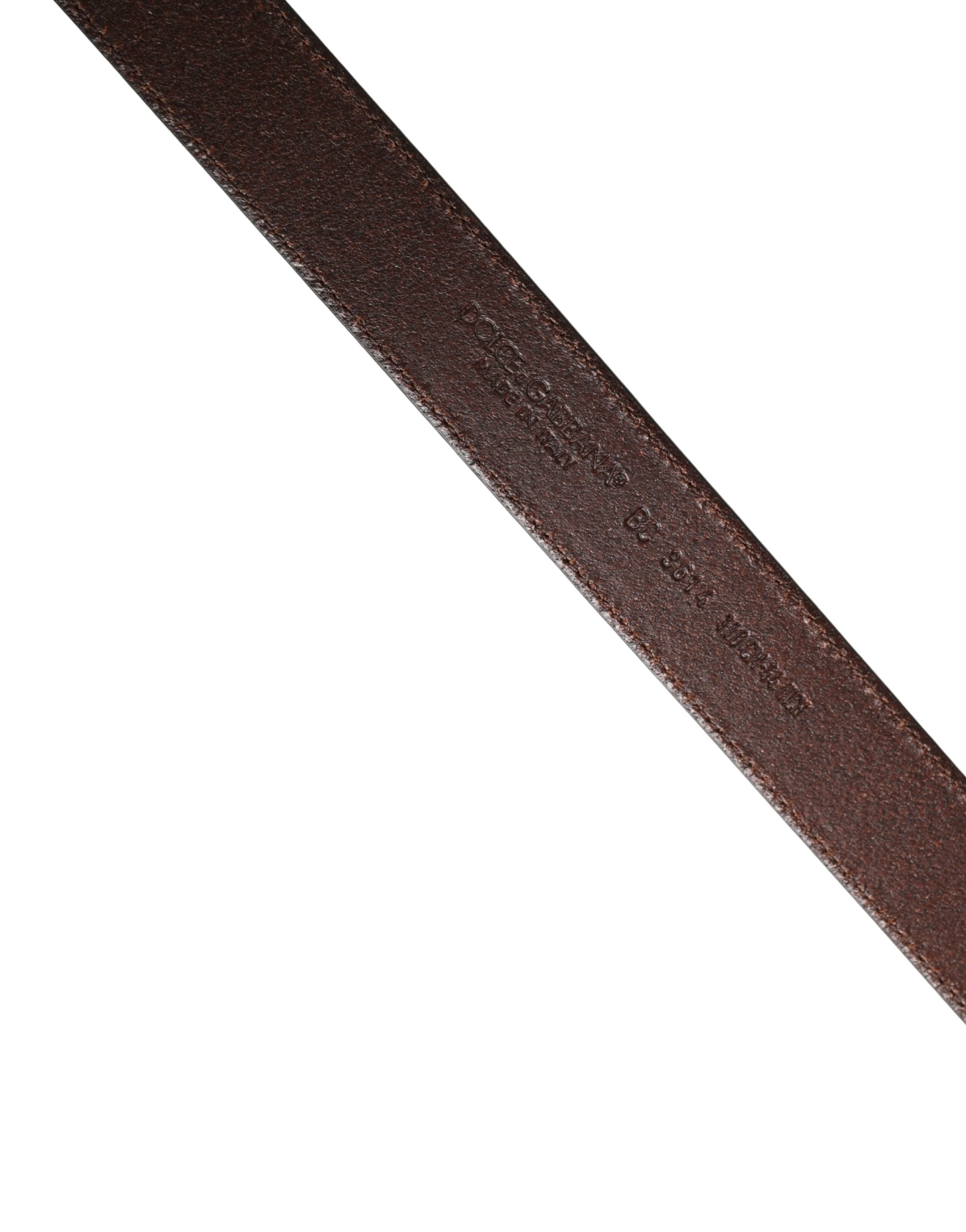 Dolce & Gabbana Men Brown Classic Leather Metal Buckle Belt