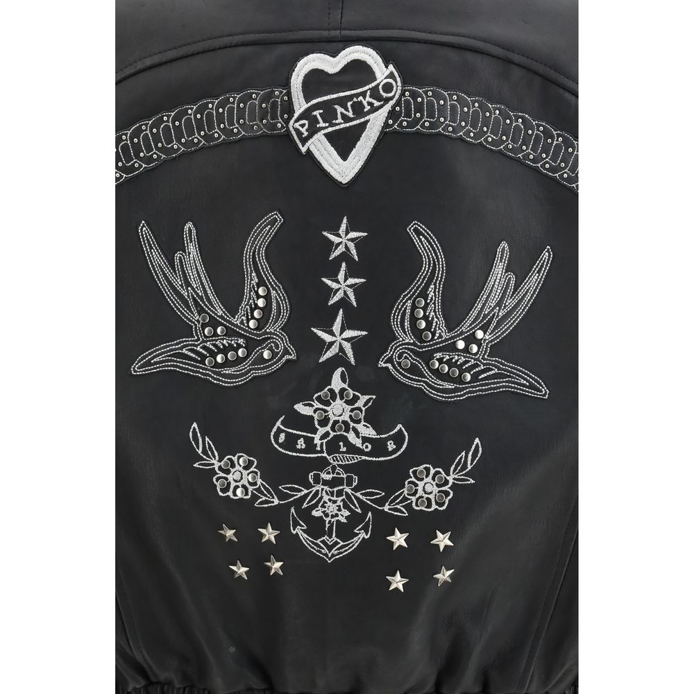 PINKO Black Leather Jacket