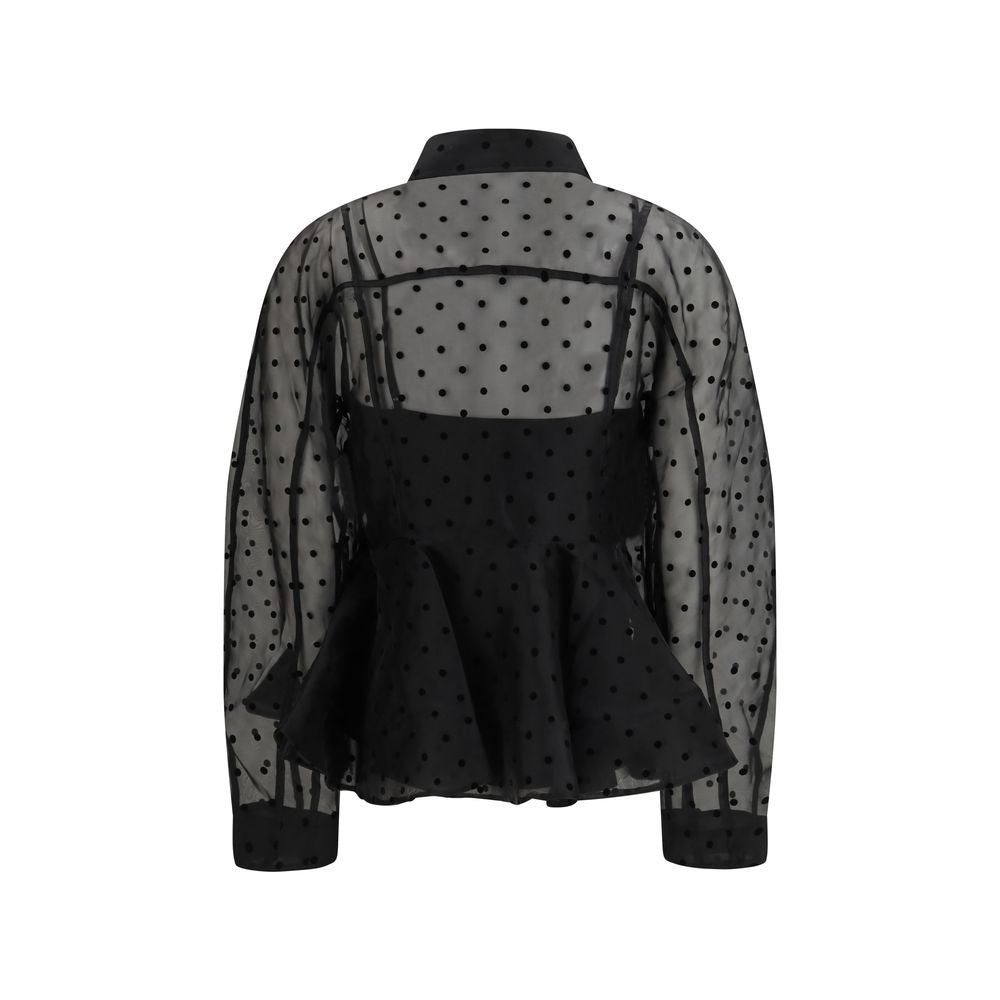 Ganni Black Recycled Polyester Pattern Shirt