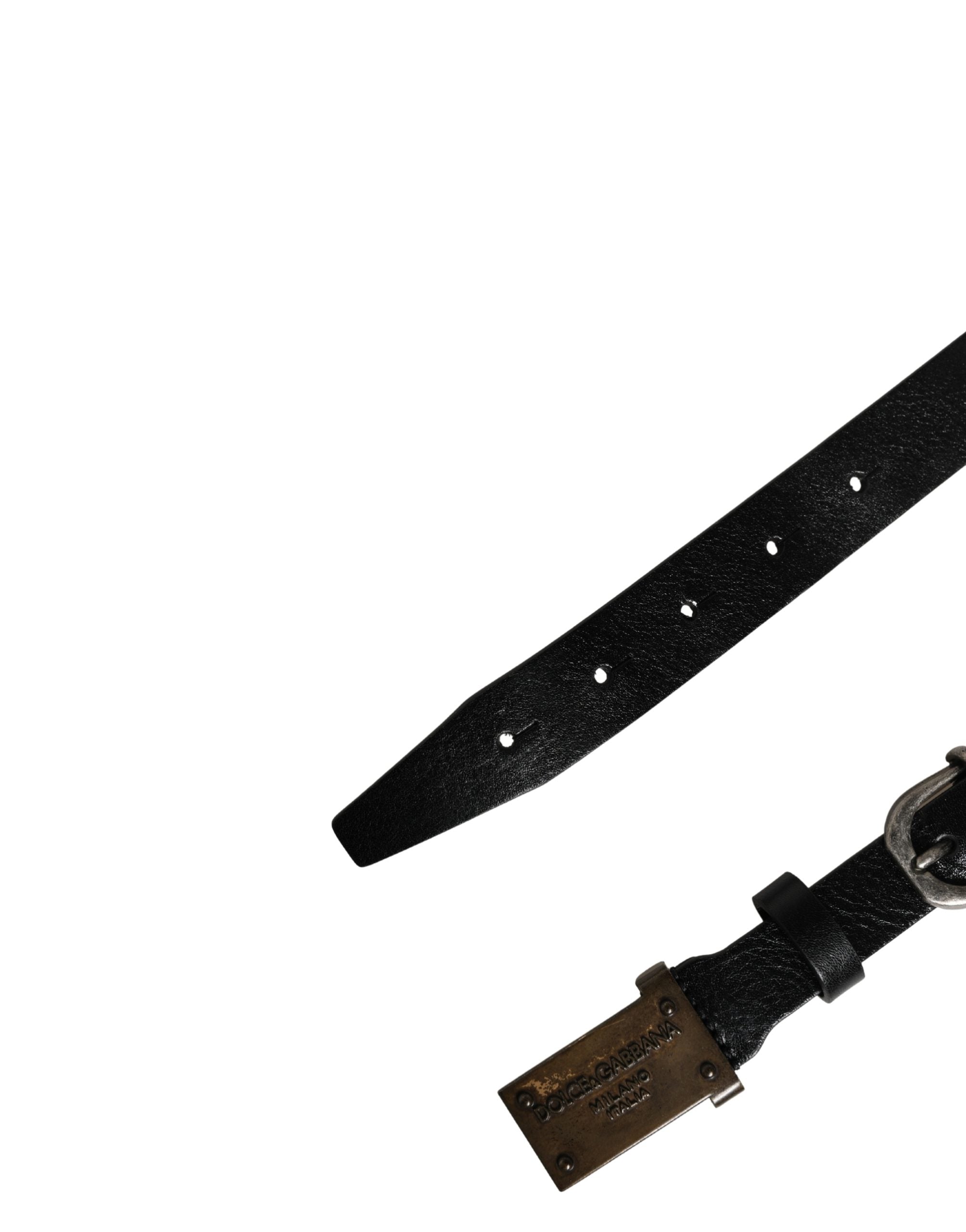 Dolce & Gabbana Men Black Classic Leather Logo Buckle Belt