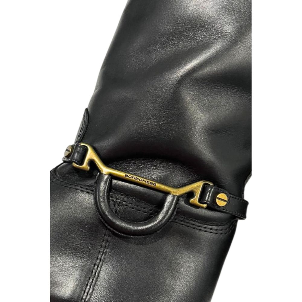Borbonese Black Leather Women Boot