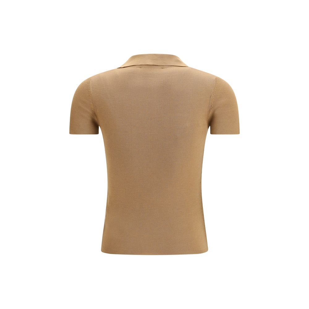 Max Mara Beige Fleece Wool Dress Shirt