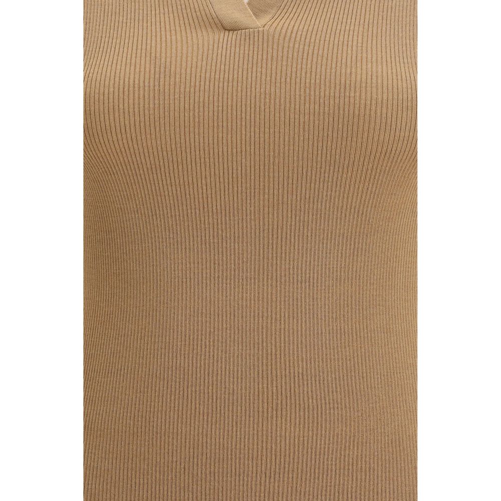 Max Mara Beige Fleece Wool Dress Shirt