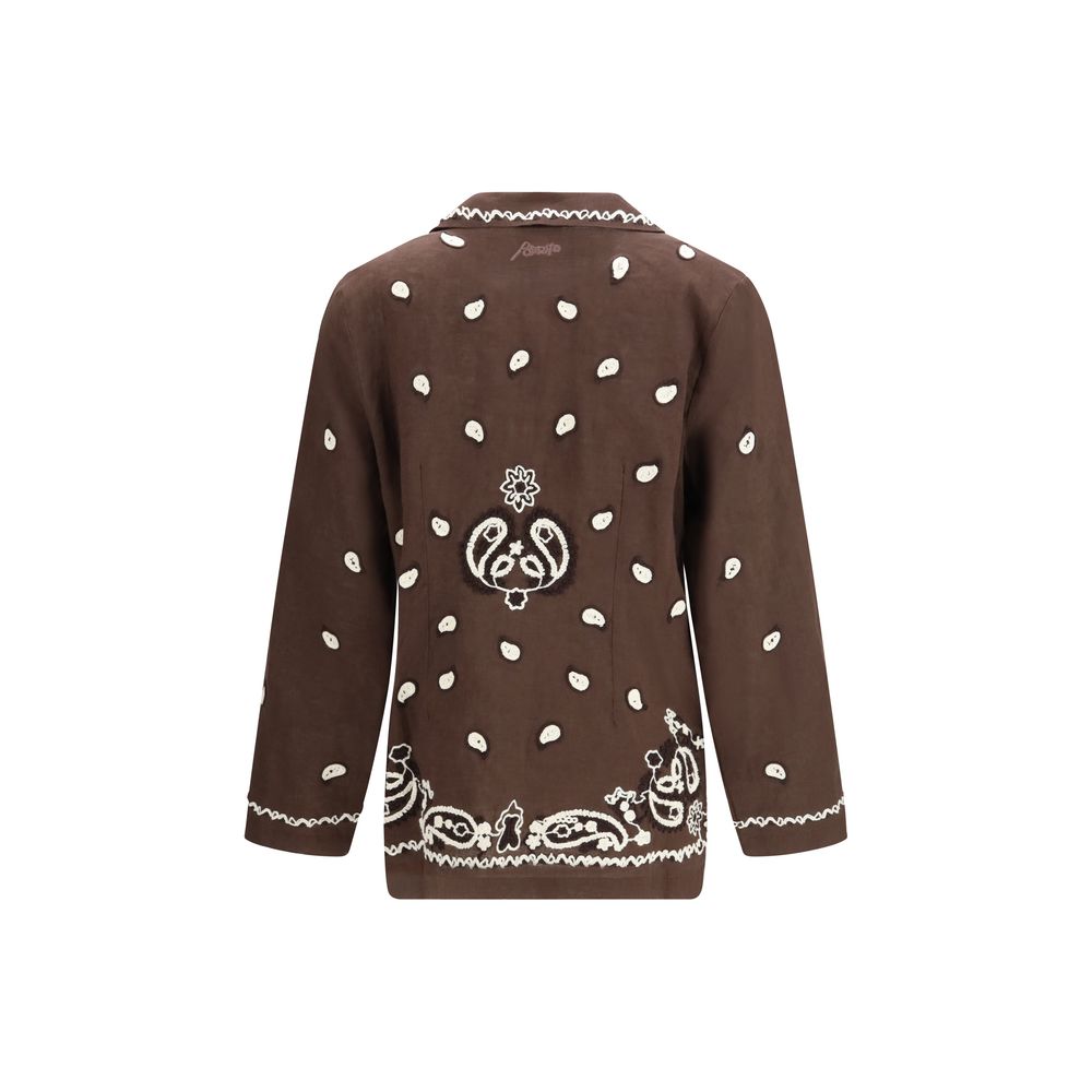 P.A.R.O.S.H. Brown Linen Pattern Shirt