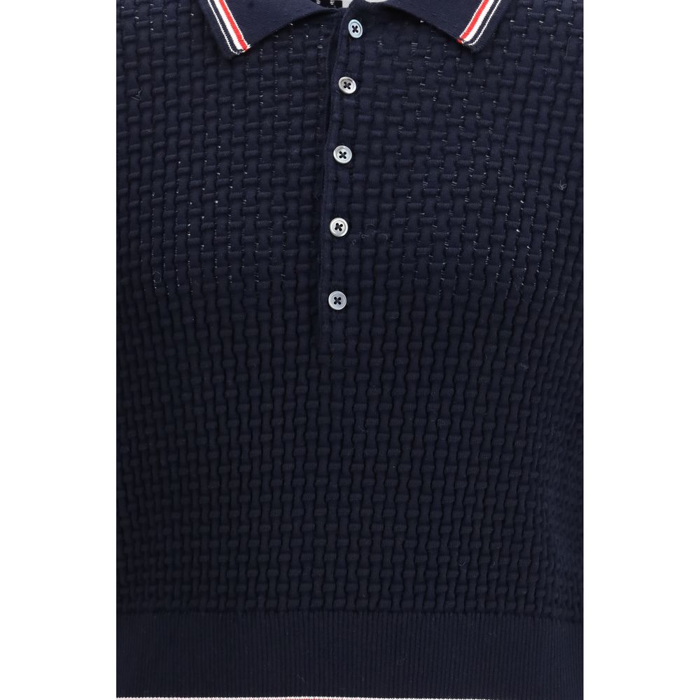 Thom Browne Blue Cotton Polo Shirt