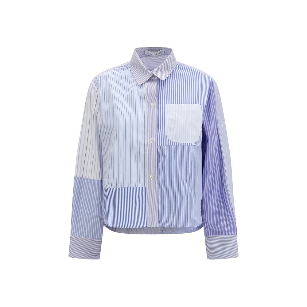 E.L.V. DENIM Blue Cotton Pattern Shirt