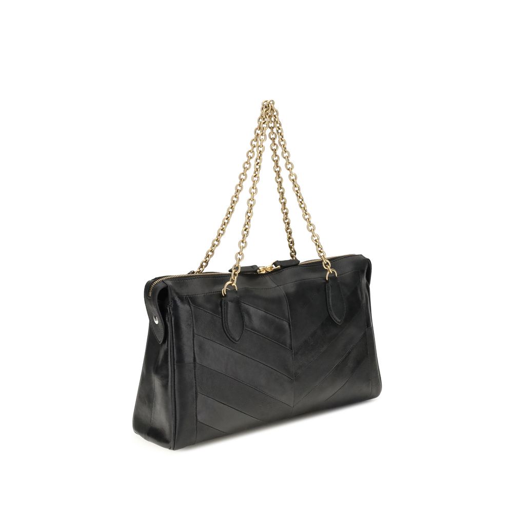 Valentino Garavani Black Calf Leather Bos Taurus Shoulder Bag - Luxe Nova