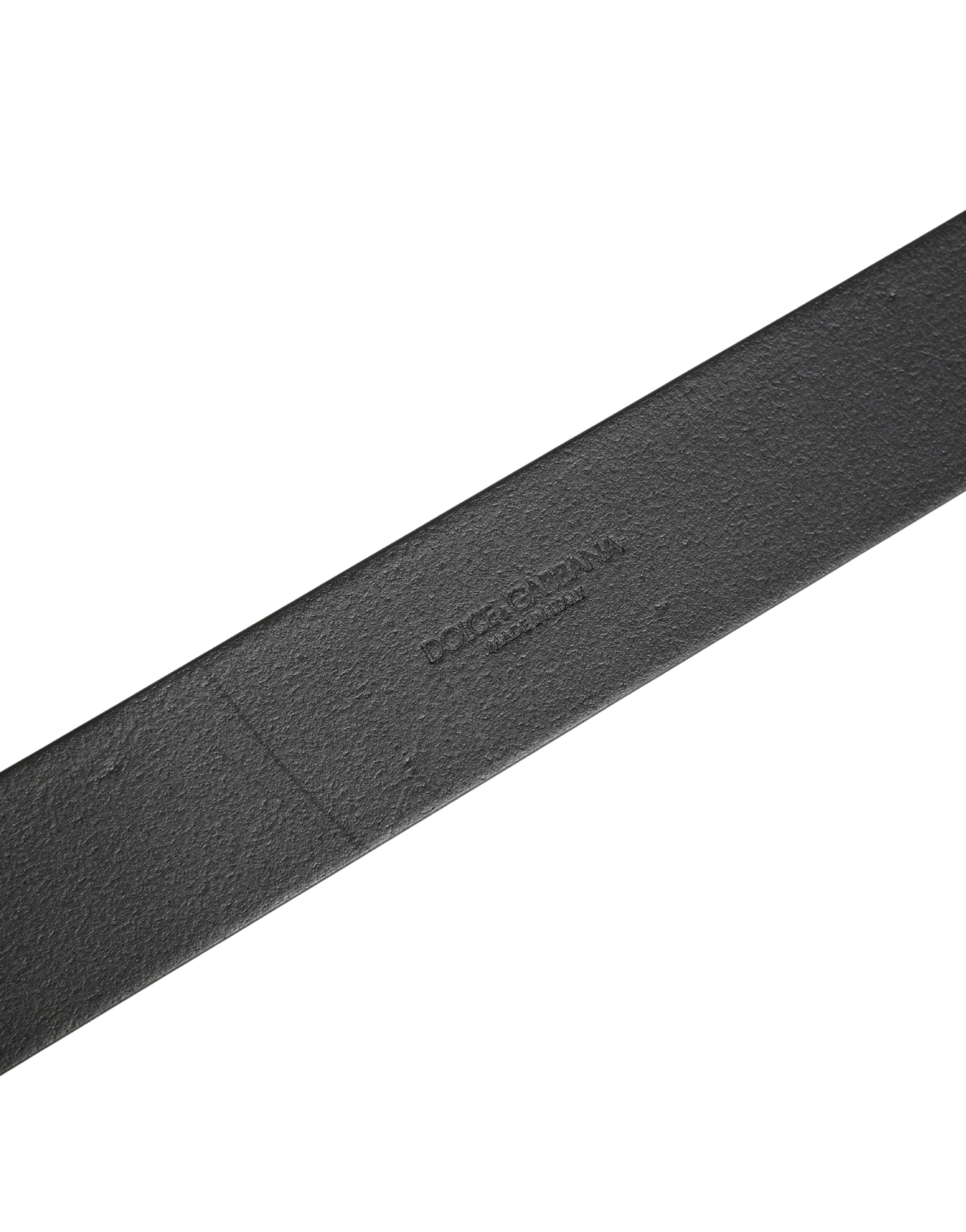 Dolce & Gabbana Men Black Classic Leather Metal Buckle Belt