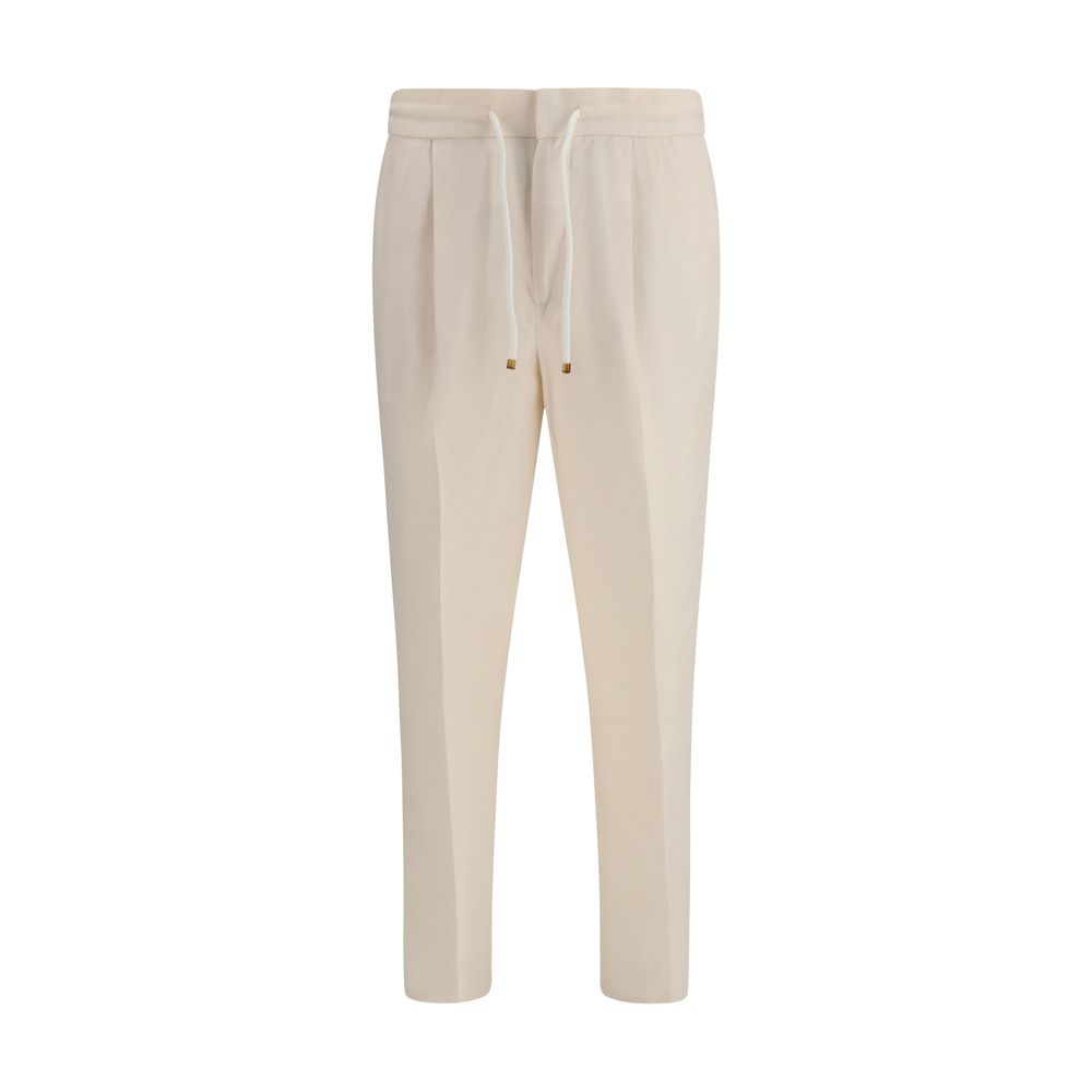 Brunello Cucinelli Beige Linen Casual Pants - Luxe Nova