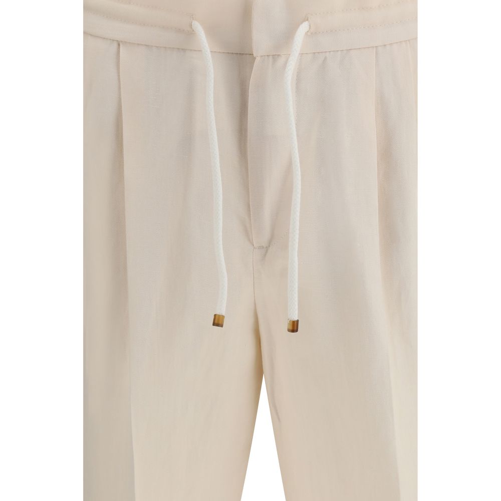 Brunello Cucinelli Beige Linen Casual Pants - Luxe Nova