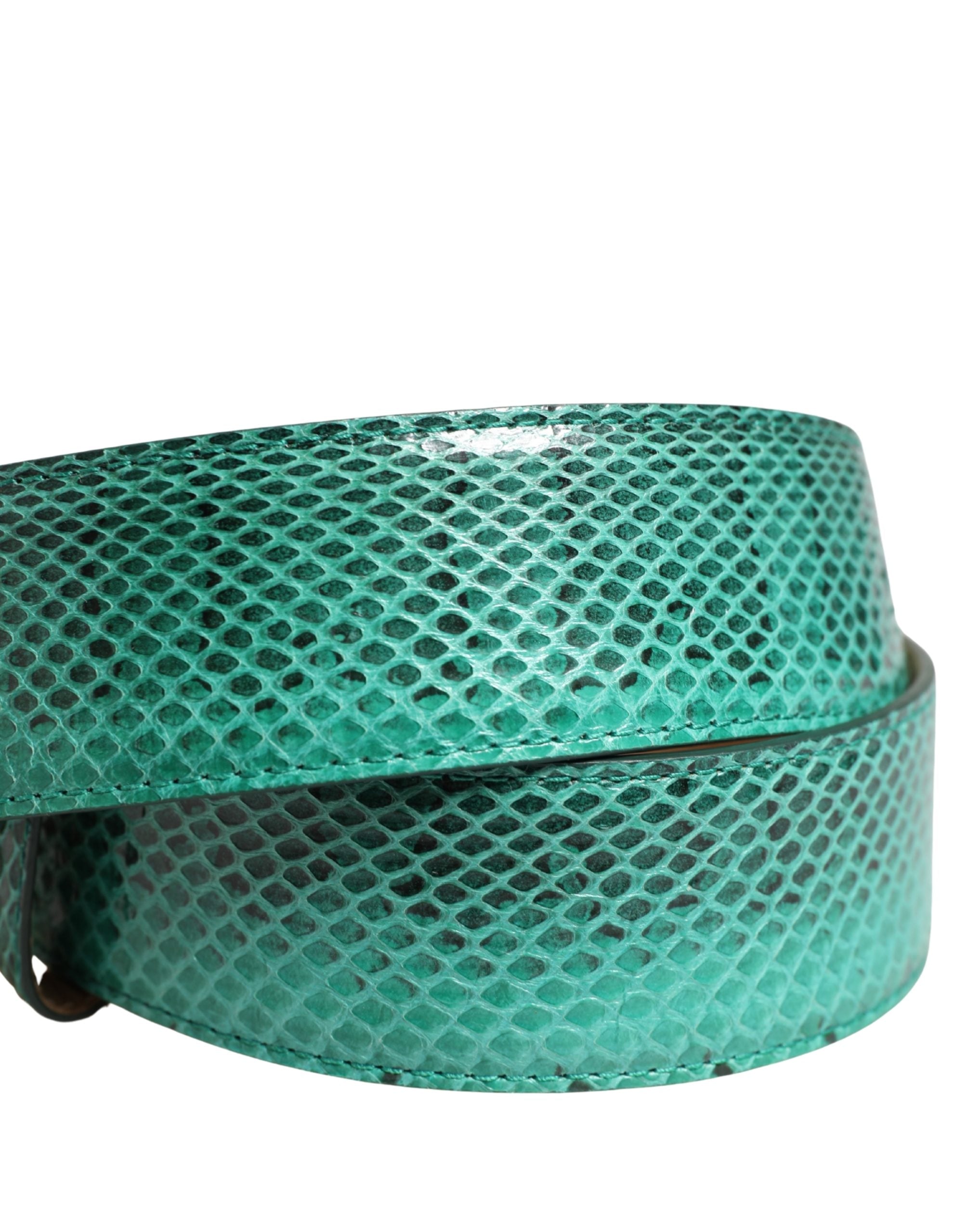 Dolce & Gabbana Green Leather DG Logo Embellished Buckle Belt