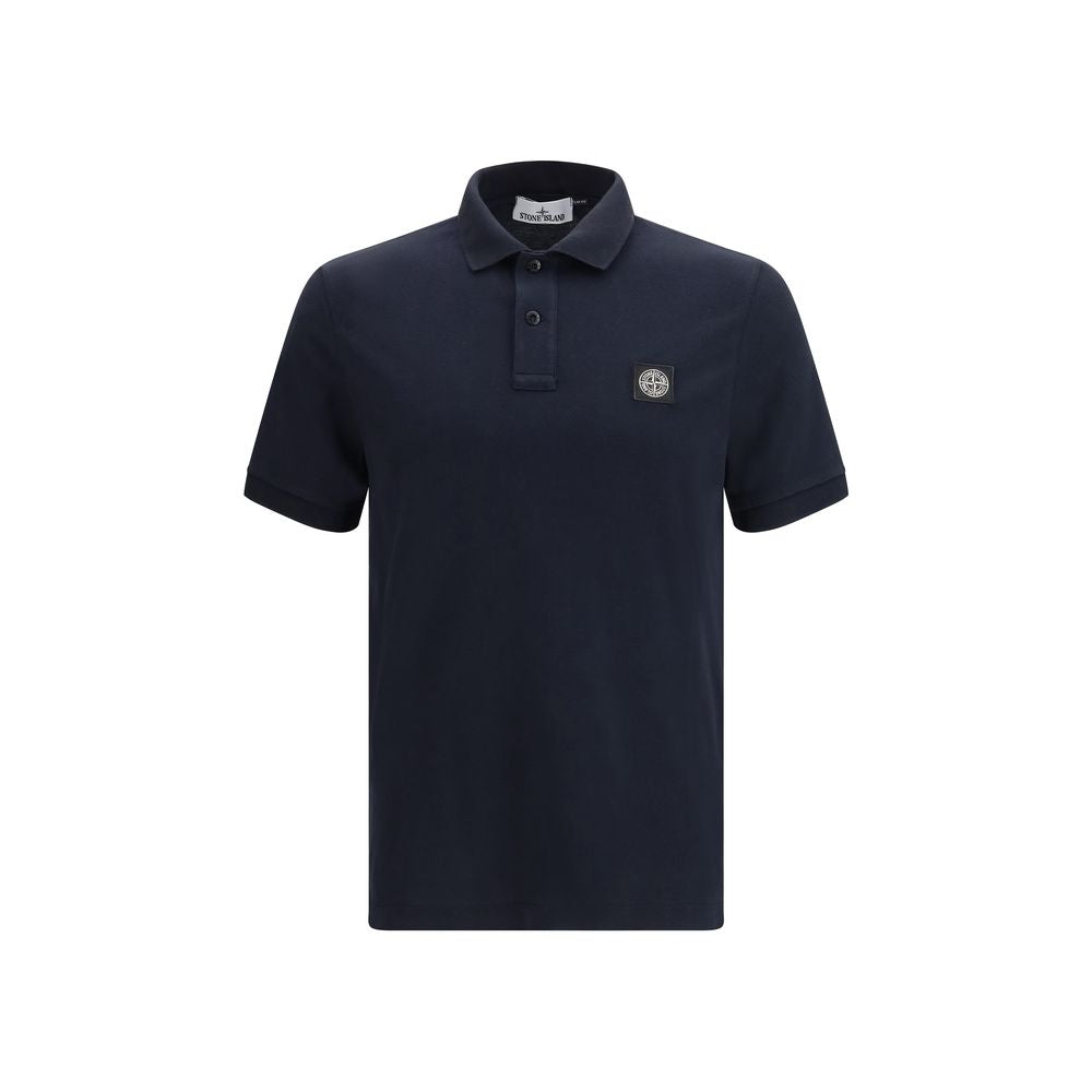 Stone Island Blue Cotton Polo Shirt - Luxe Nova