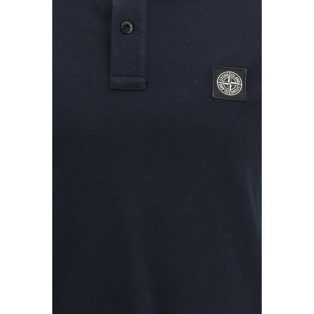 Stone Island Blue Cotton Polo Shirt - Luxe Nova