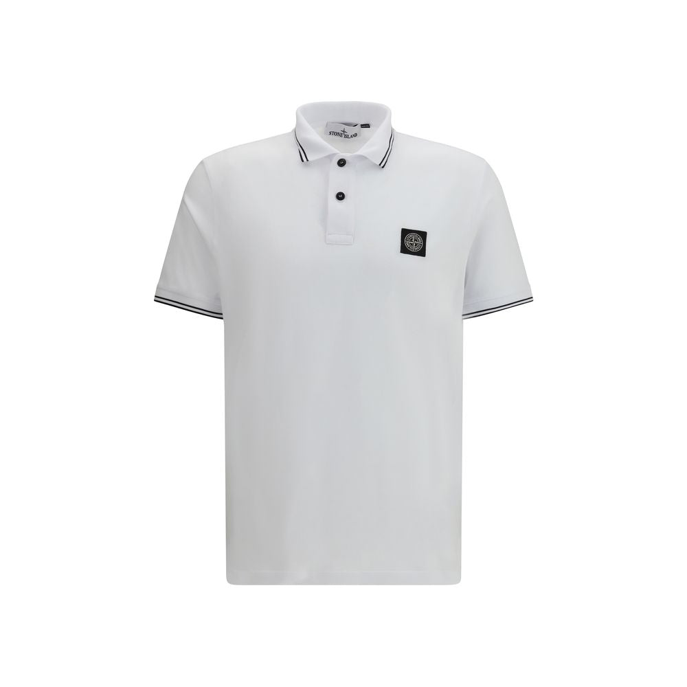 Stone Island White Cotton Polo Shirt - Luxe Nova