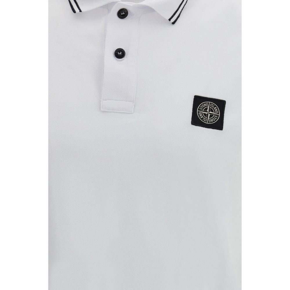 Stone Island White Cotton Polo Shirt - Luxe Nova