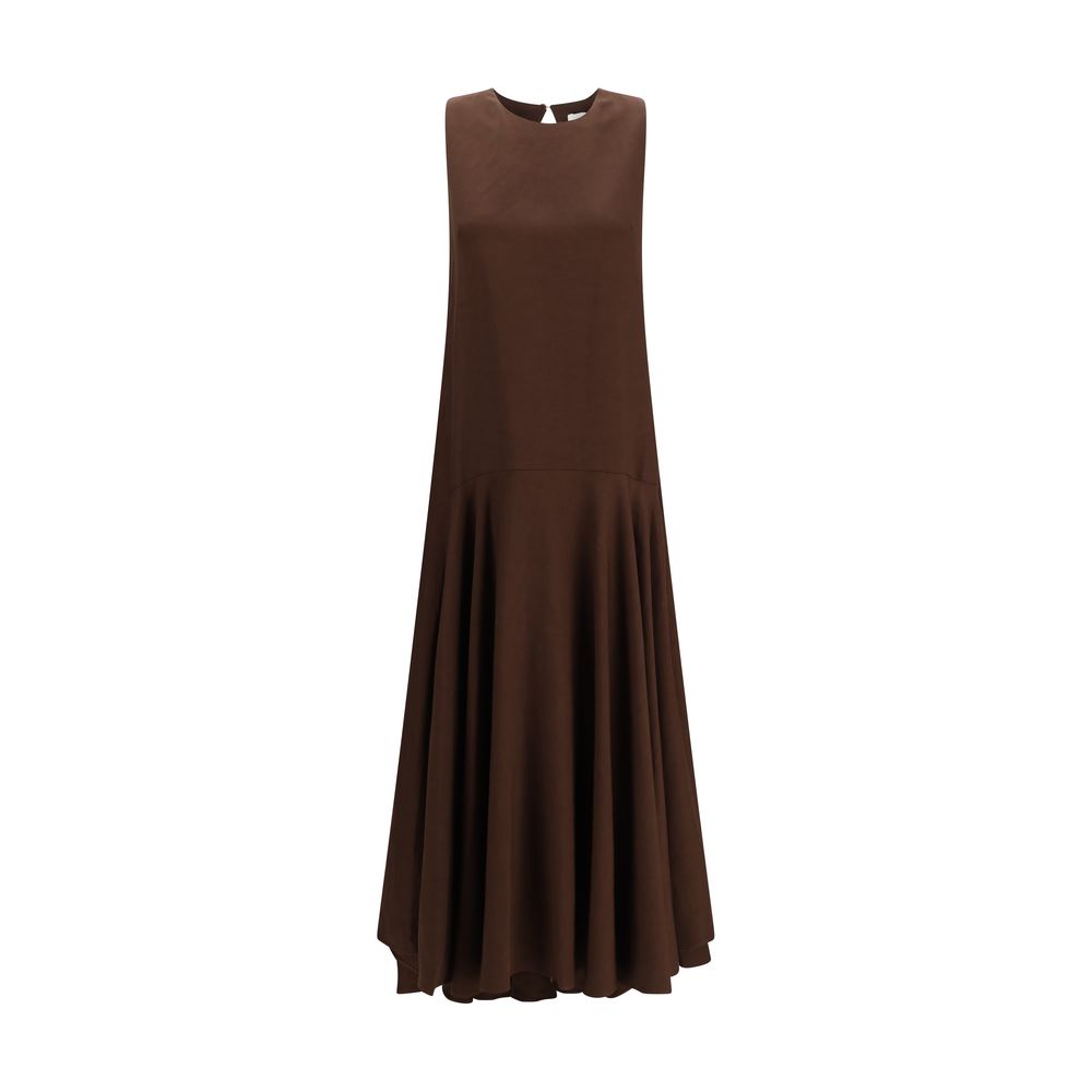 P.A.R.O.S.H. Brown Linen Casual Dress - Luxe Nova