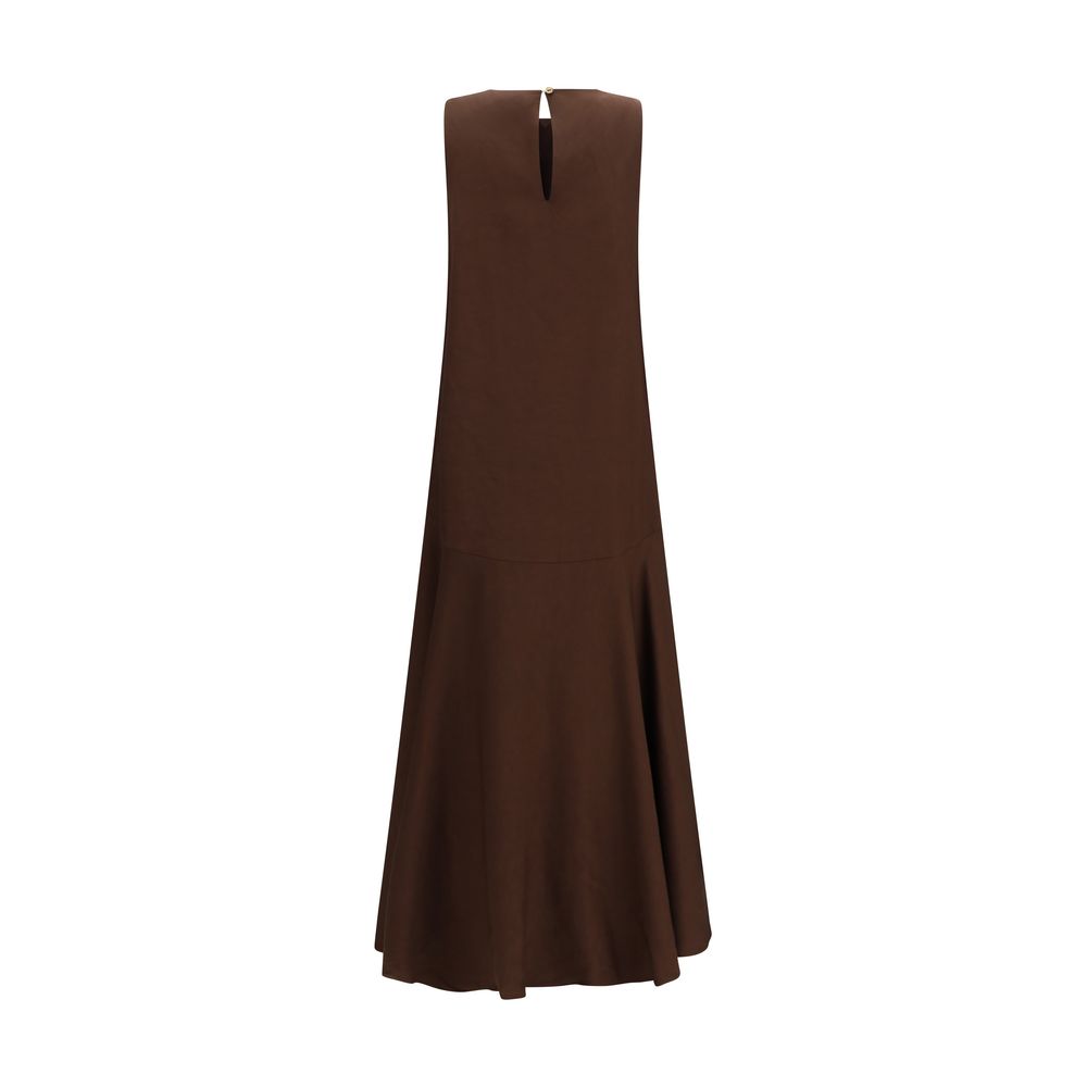 P.A.R.O.S.H. Brown Linen Casual Dress - Luxe Nova