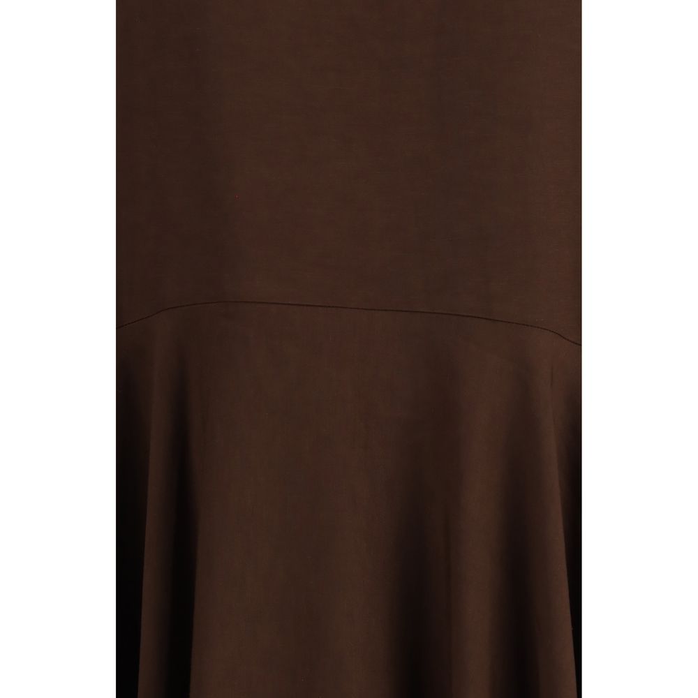 P.A.R.O.S.H. Brown Linen Casual Dress - Luxe Nova