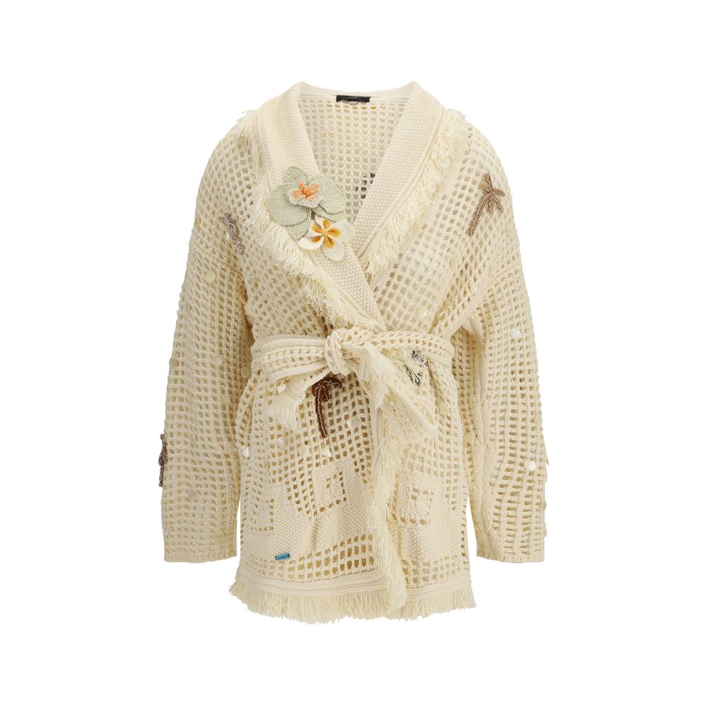 Alanui Beige Cotton Cardigan - Luxe Nova