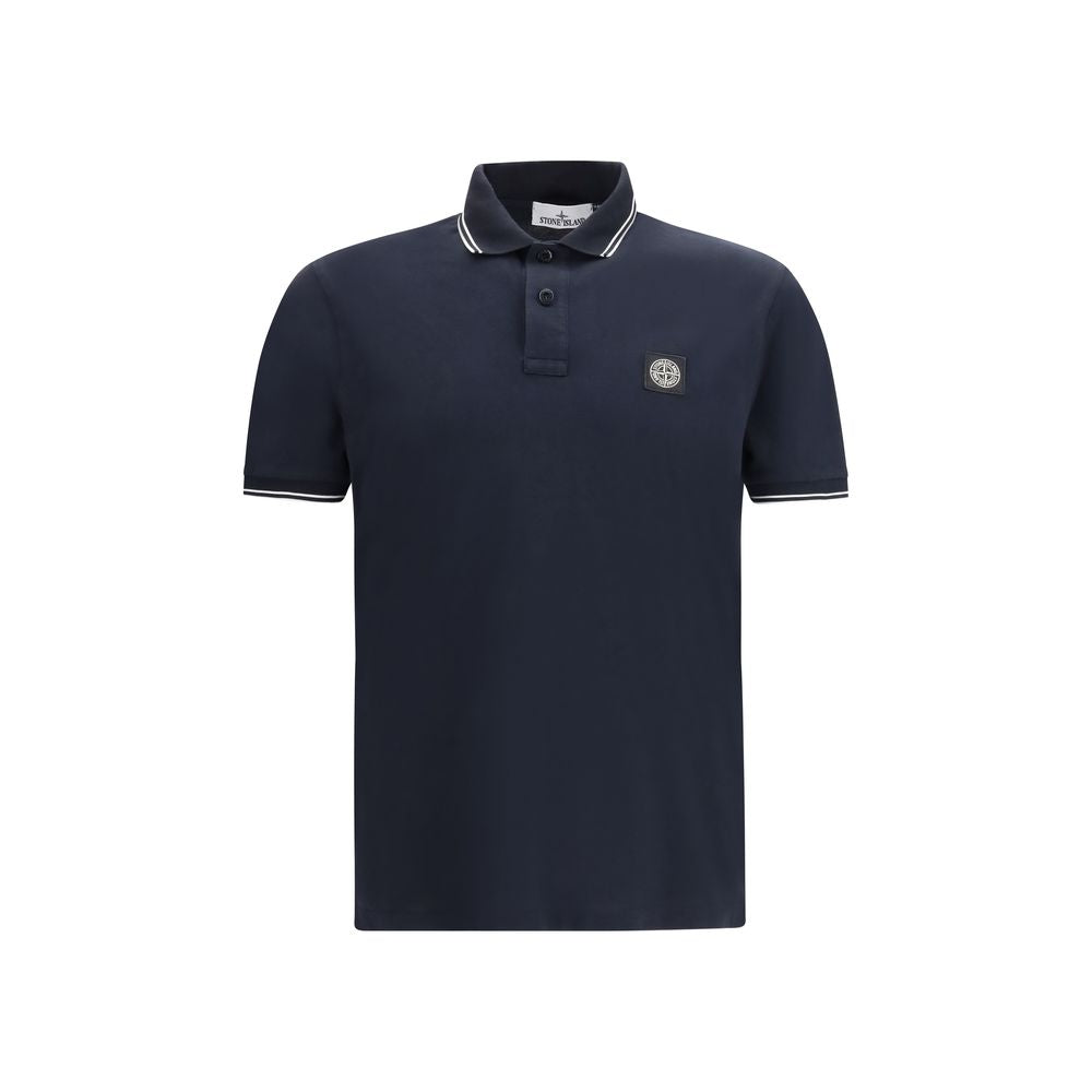 Stone Island Blue Cotton Polo Shirt - Luxe Nova