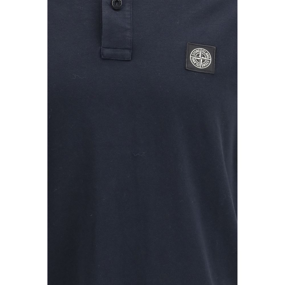 Stone Island Blue Cotton Polo Shirt - Luxe Nova