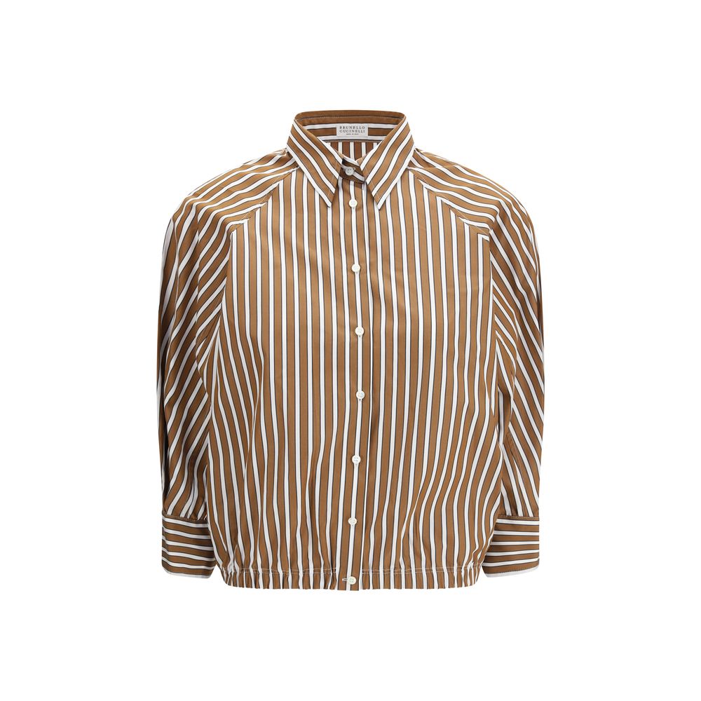 Brunello Cucinelli Brown Cotton Pattern Shirt - Luxe Nova