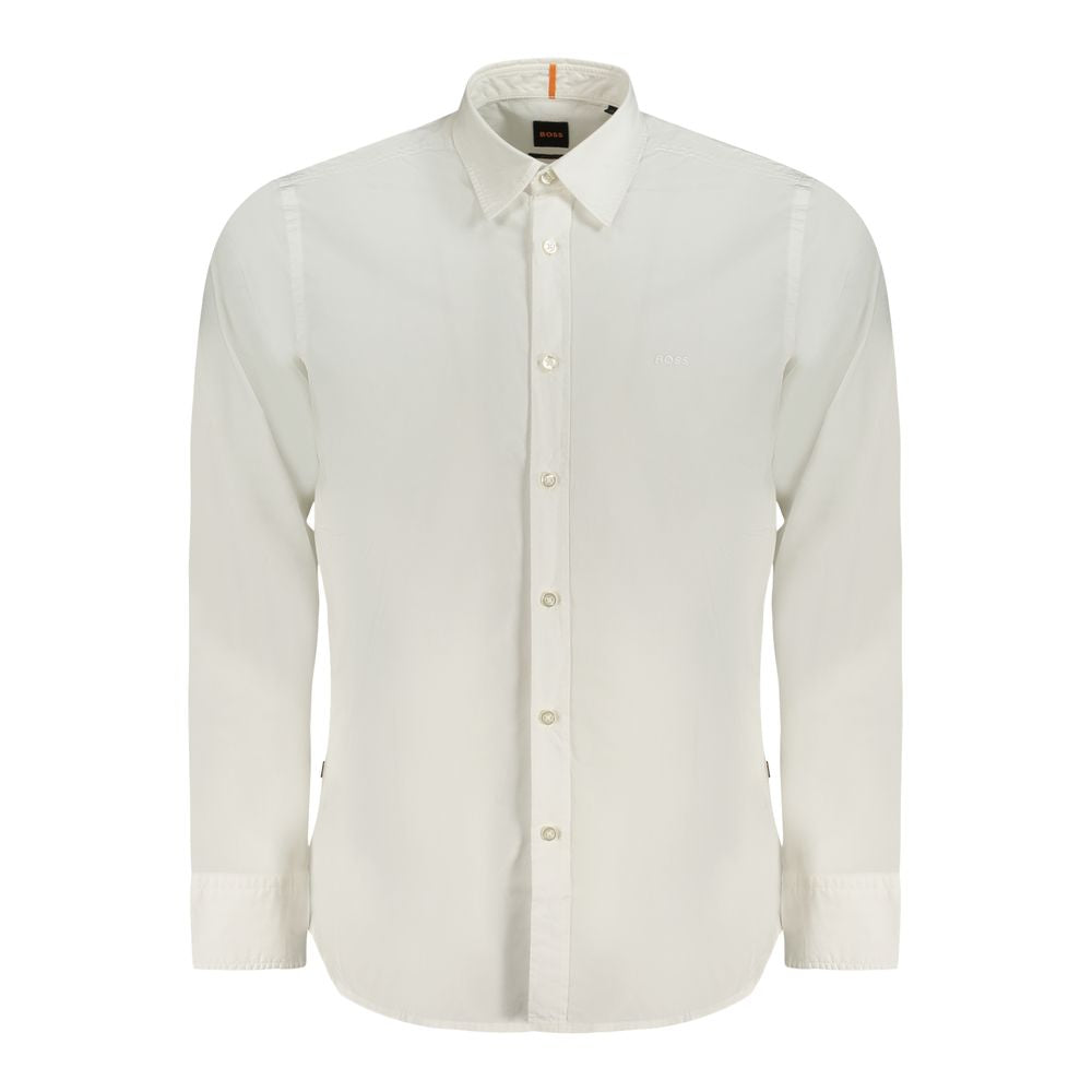 Hugo Boss White Cotton Men Shirt - Luxe Nova
