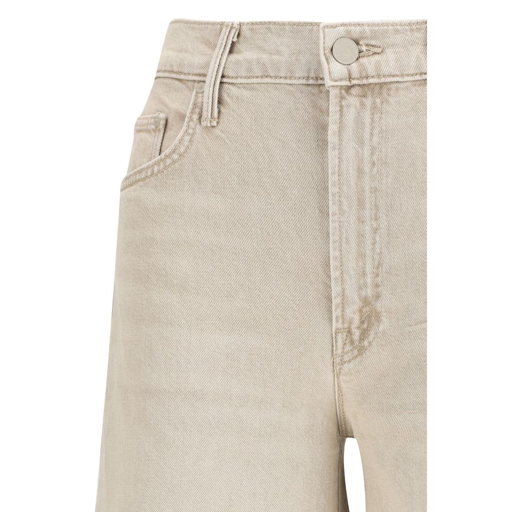 Mother Denim Beige Cotton Flared Jeans - Luxe Nova