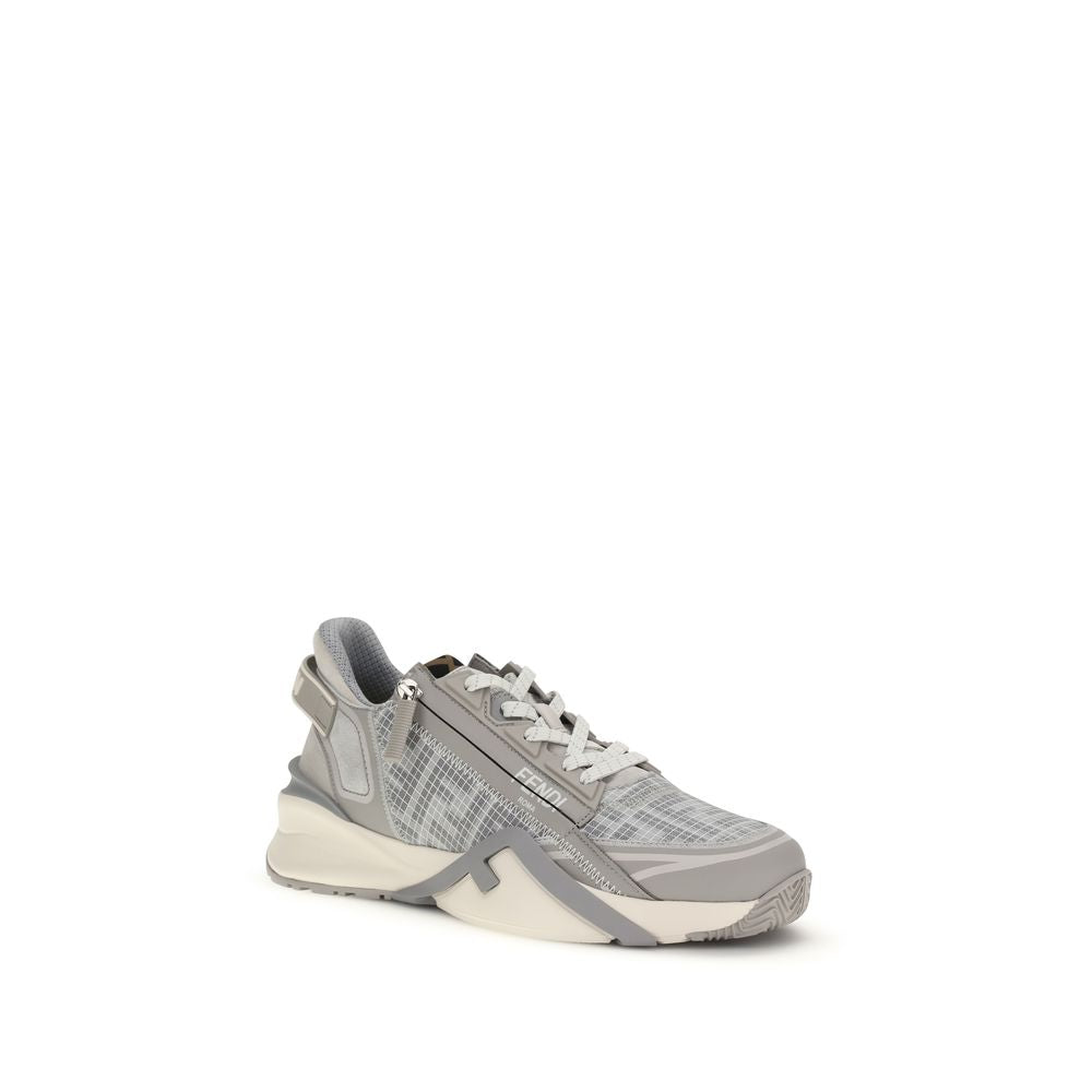 Fendi Gray Calf Leather Bos Taurus Athletic Sneakers - Luxe Nova