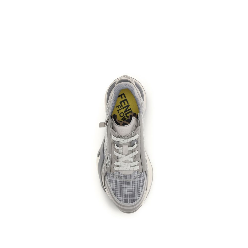 Fendi Gray Calf Leather Bos Taurus Athletic Sneakers - Luxe Nova