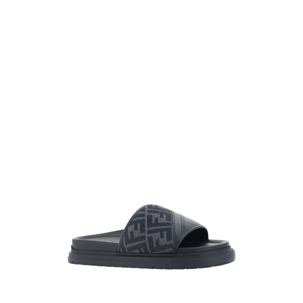 Fendi Gray Fabric Flat Sandals - Luxe Nova