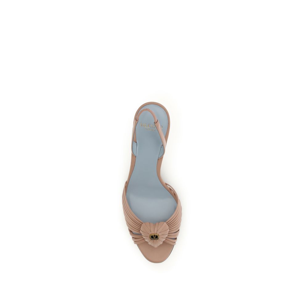 Valentino Garavani Beige Calf Leather Bos Taurus Stiletto Heel Sandals - Luxe Nova
