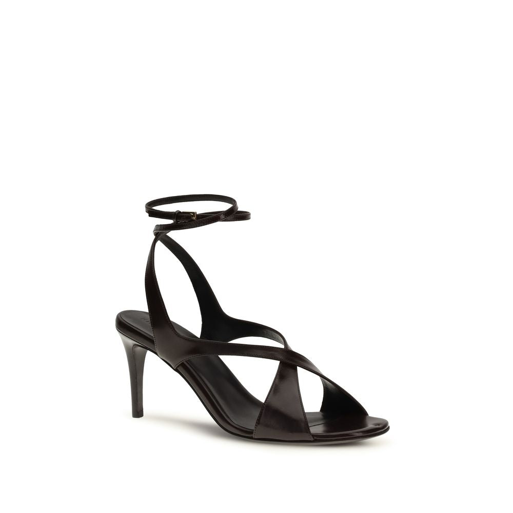 Khaite Black Calf Leather Bos Taurus Strap-On Sandals - Luxe Nova
