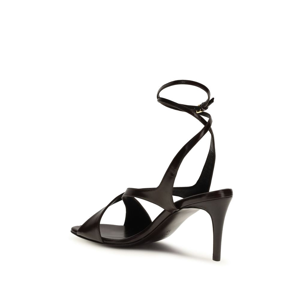 Khaite Black Calf Leather Bos Taurus Strap-On Sandals - Luxe Nova