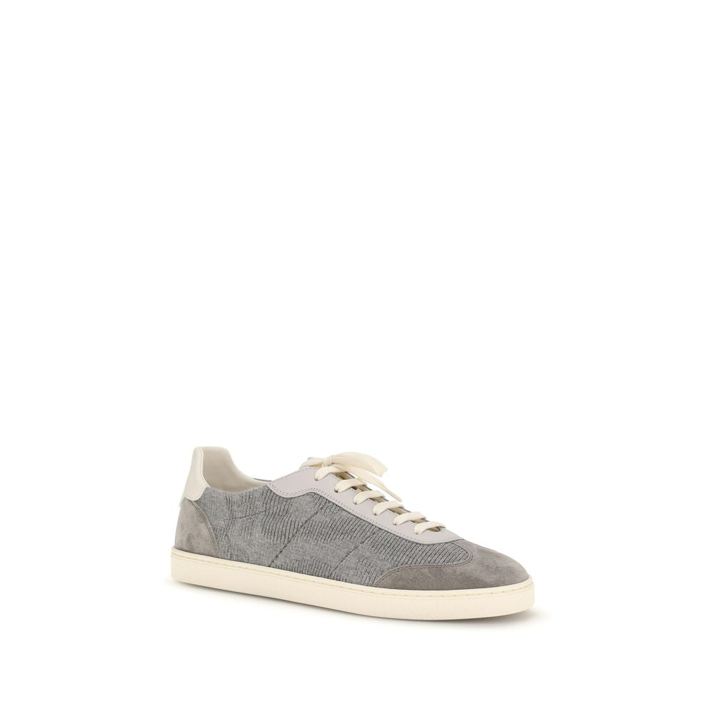 Brunello Cucinelli Gray Cotton Low Top Sneakers - Luxe Nova