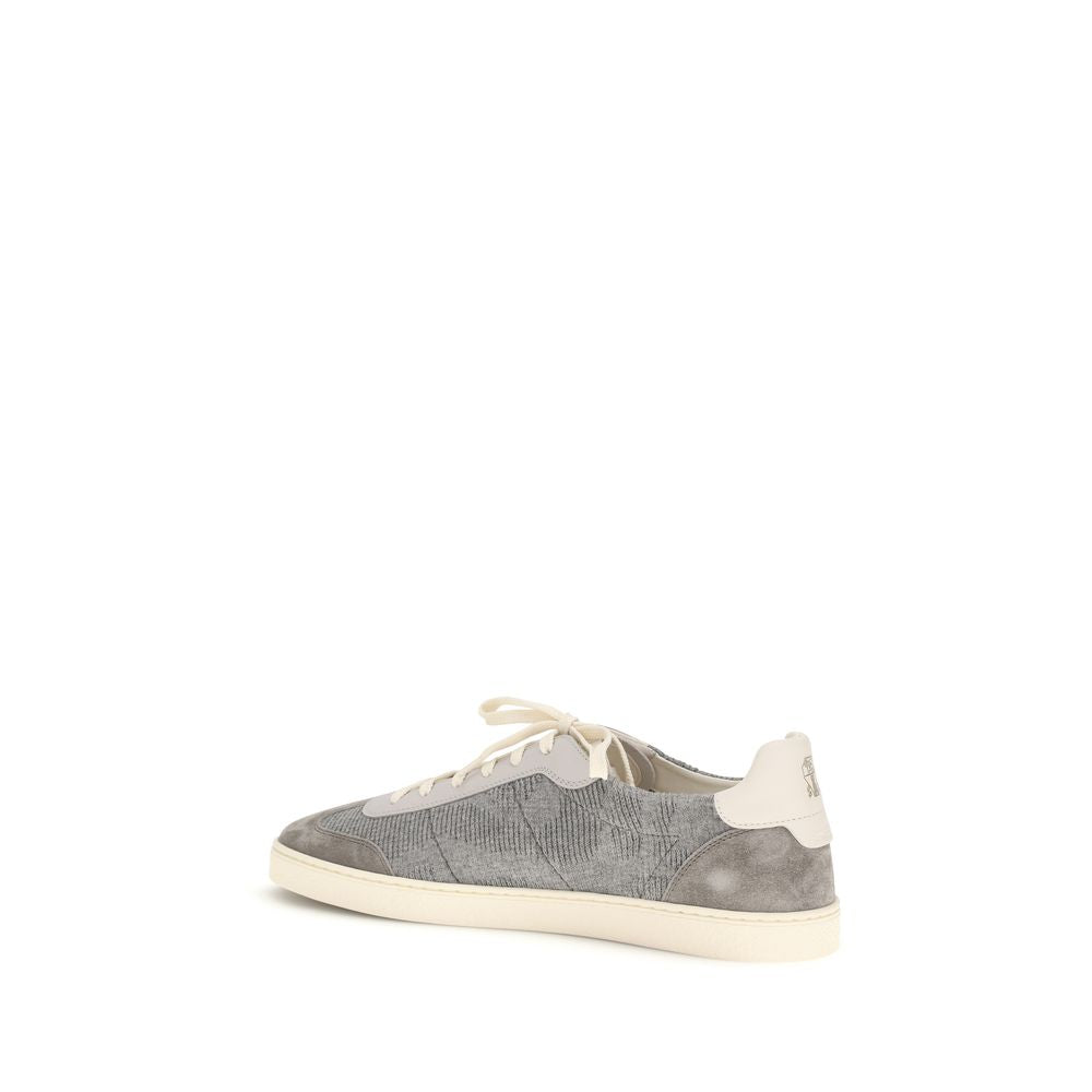 Brunello Cucinelli Gray Cotton Low Top Sneakers - Luxe Nova