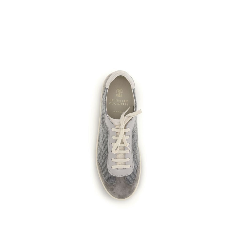 Brunello Cucinelli Gray Cotton Low Top Sneakers - Luxe Nova