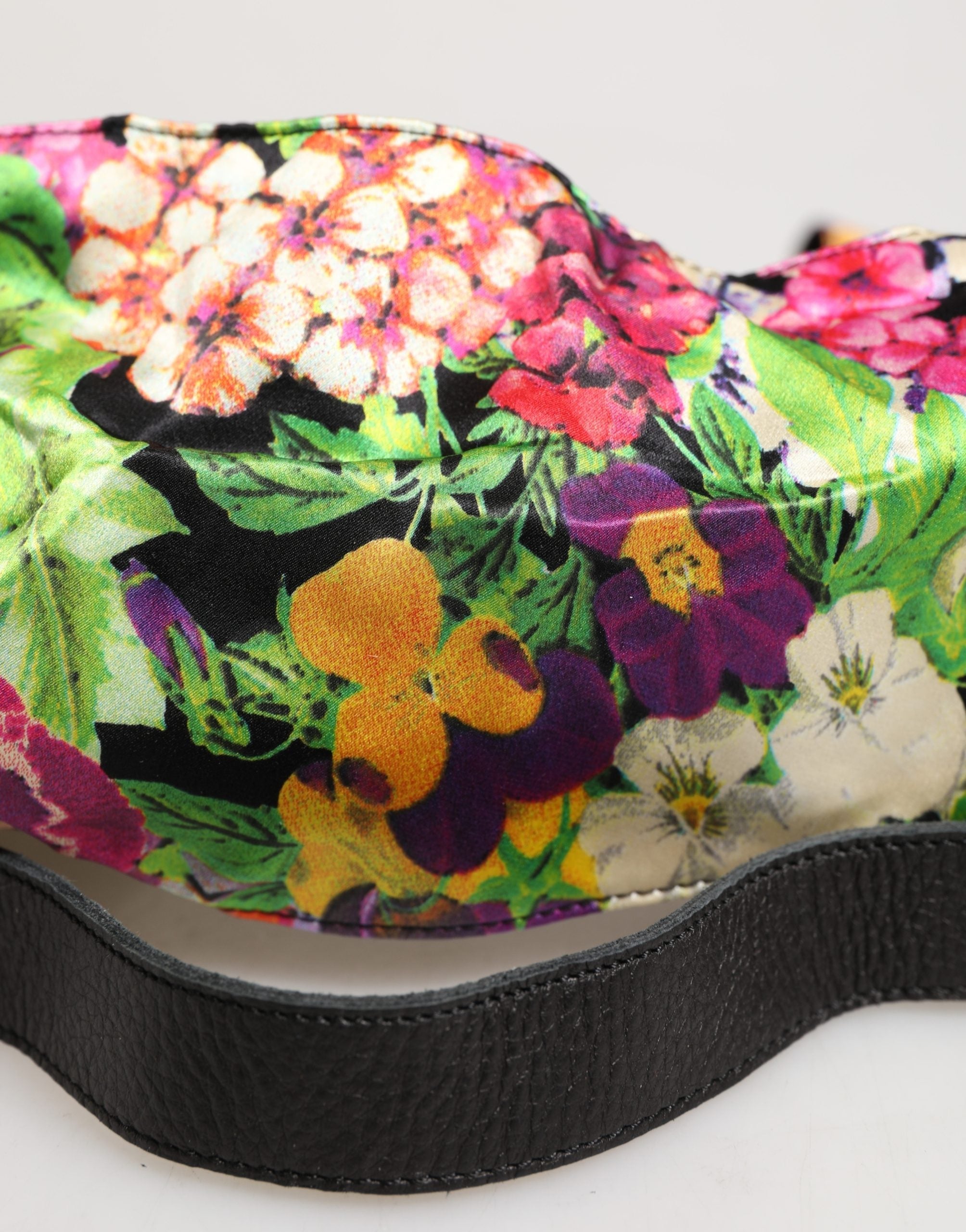 Cavalli Class Multicolor Floral Wide Waist Gold Metal Buckle Cintura Belt - Luxe Nova