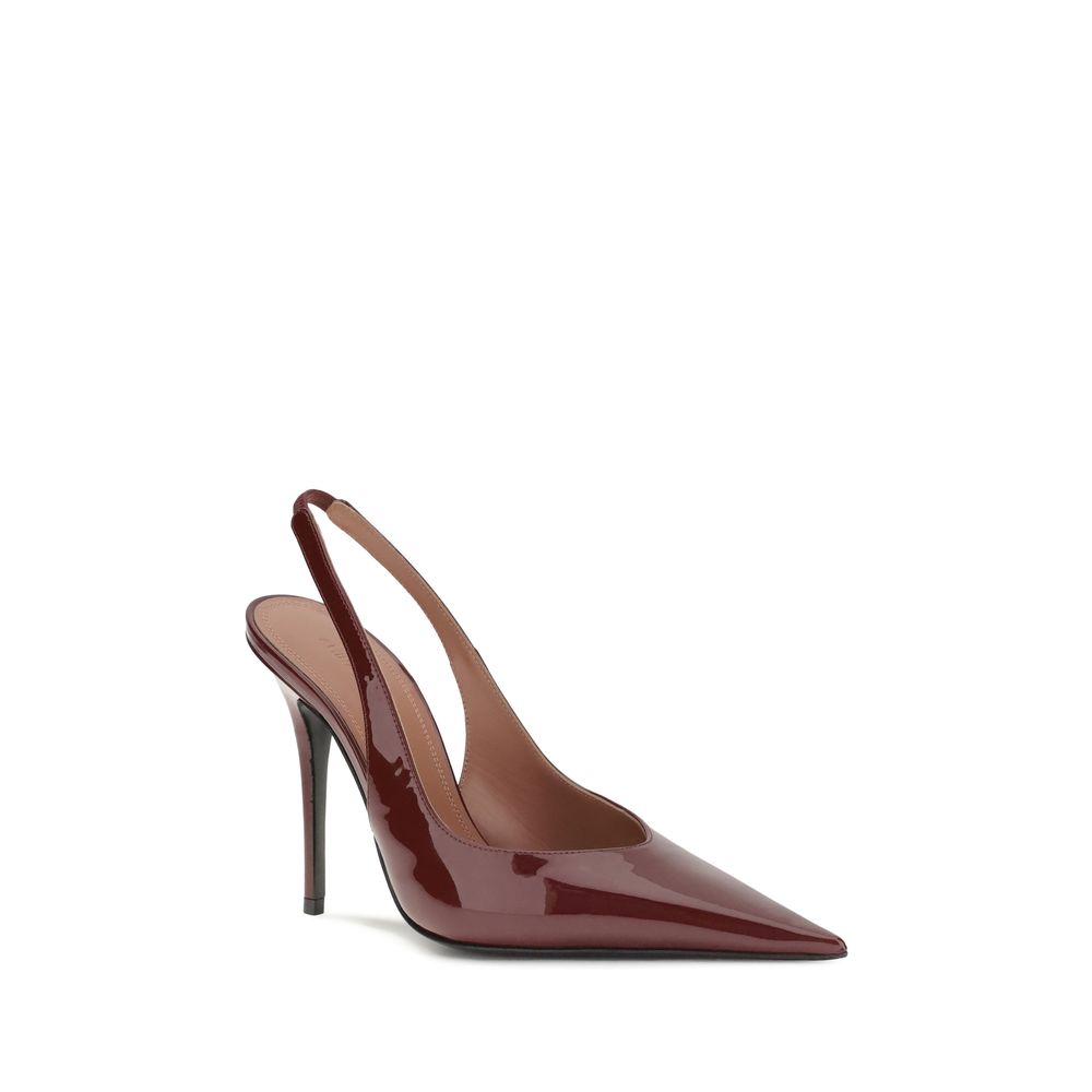 Amina Muaddi Bordeaux Leather Platform Pumps - Luxe Nova