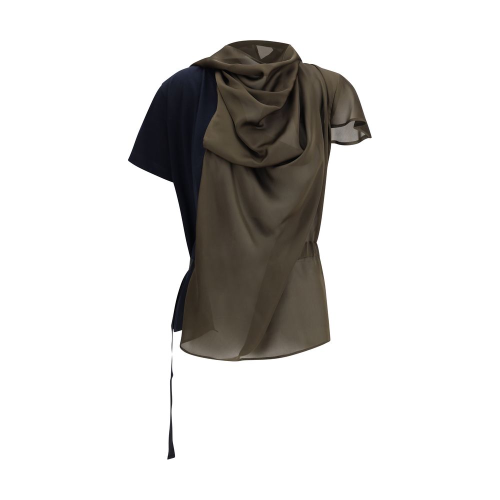 Sacai Black Cotton T-Shirt - Luxe Nova