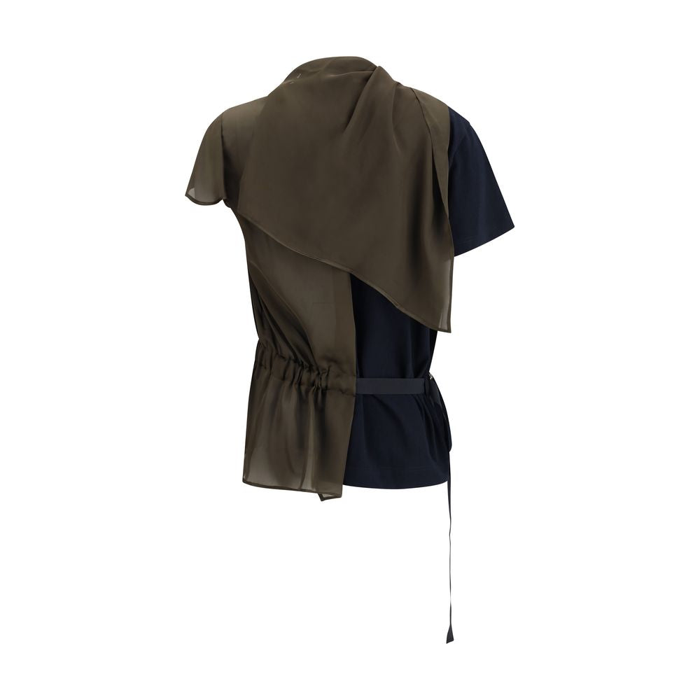 Sacai Black Cotton T-Shirt - Luxe Nova
