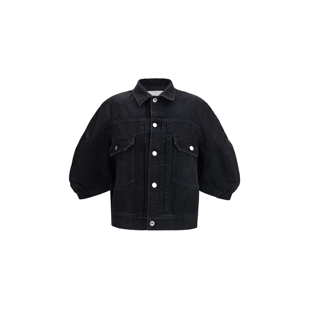 Sacai Black Cotton Denim Jacket - Luxe Nova