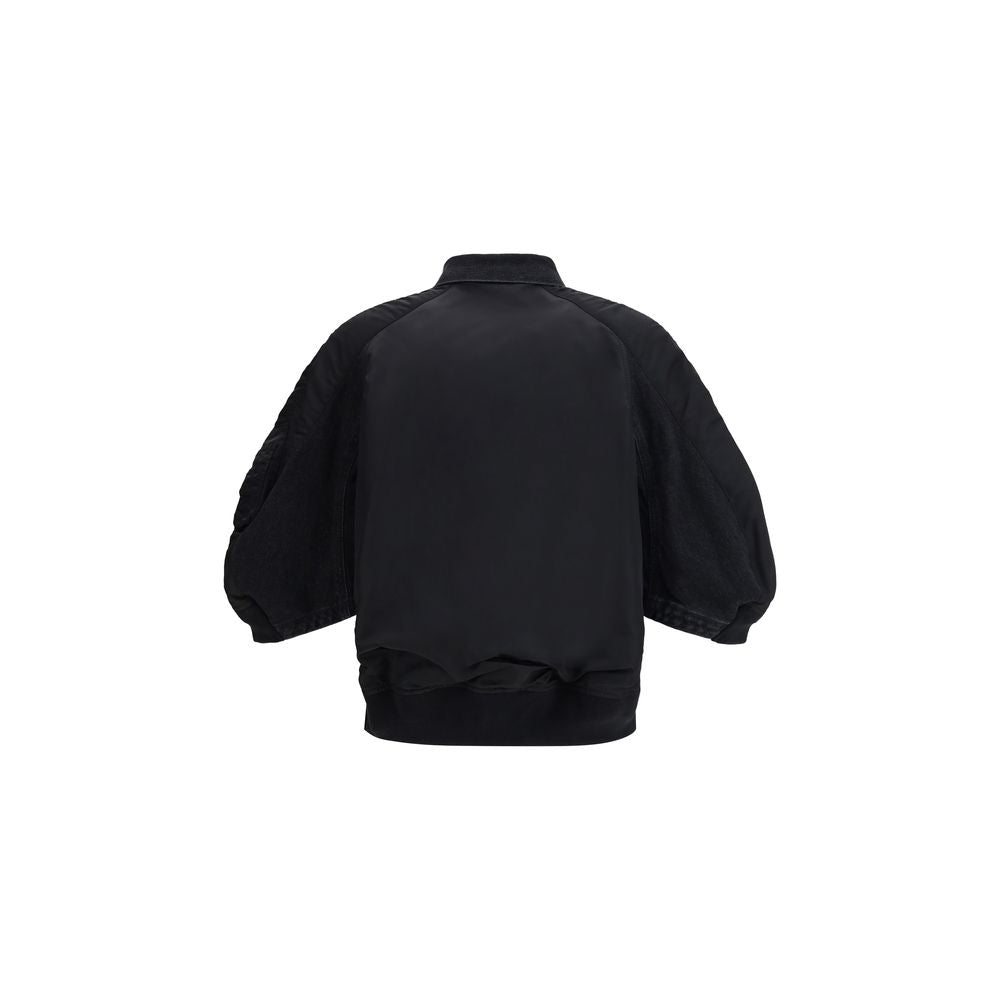 Sacai Black Cotton Denim Jacket - Luxe Nova