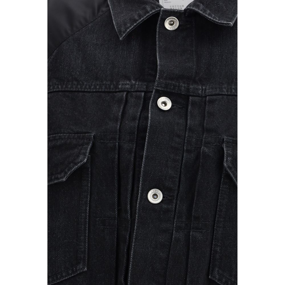 Sacai Black Cotton Denim Jacket - Luxe Nova