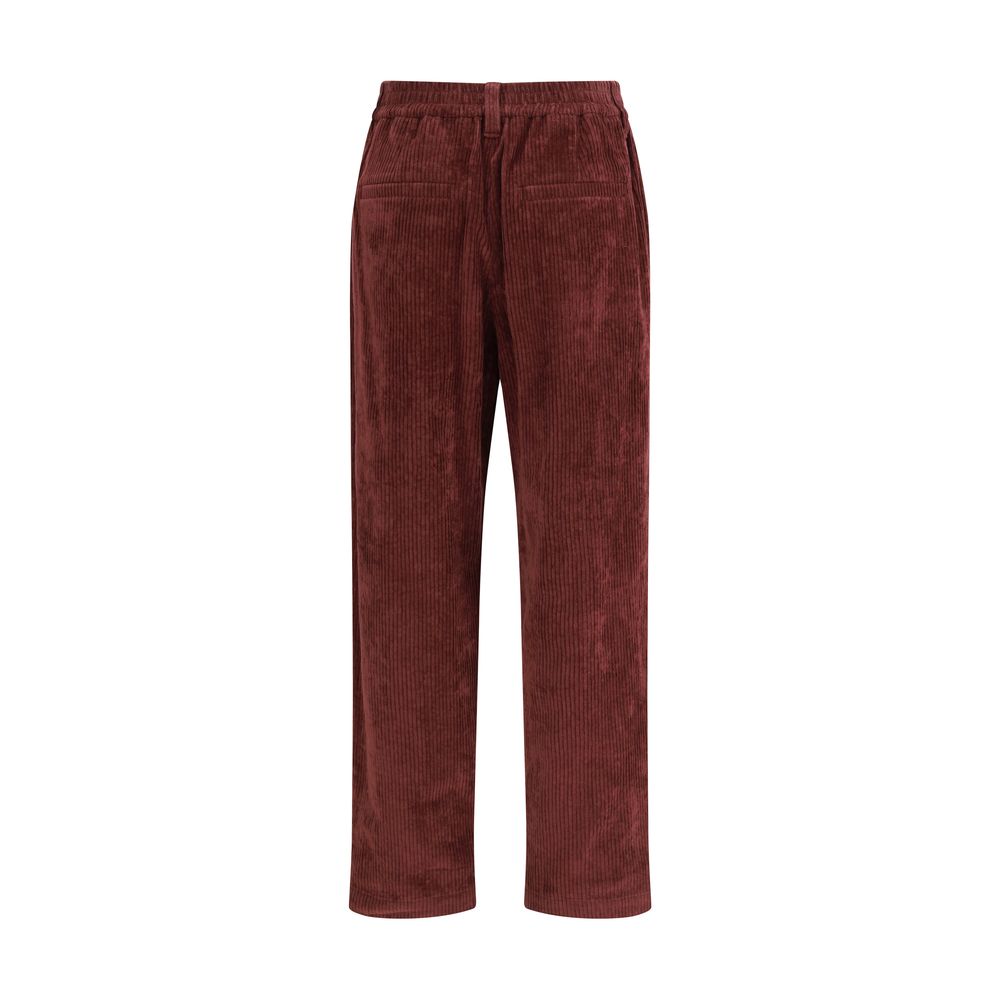 Brunello Cucinelli Bordeaux Cotton Casual Pants - Luxe Nova