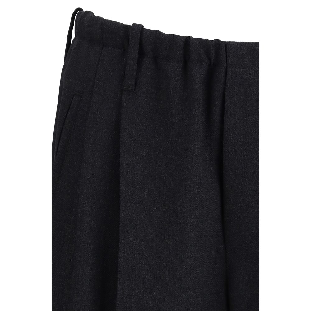 Brunello Cucinelli Black Fleece Wool Casual Pants - Luxe Nova