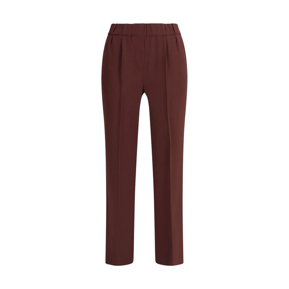 Brunello Cucinelli Bordeaux Acetate Casual Pants - Luxe Nova