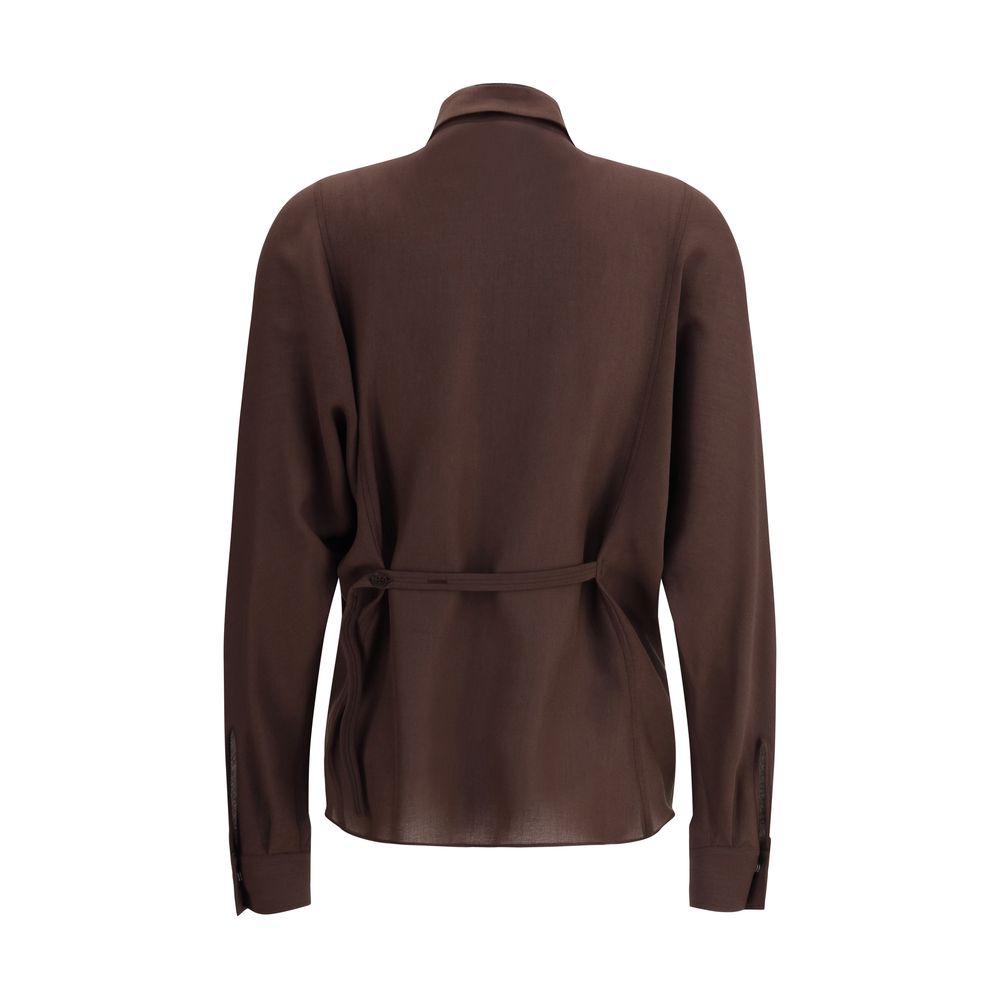 Brunello Cucinelli Brown Polyester Dress Shirt